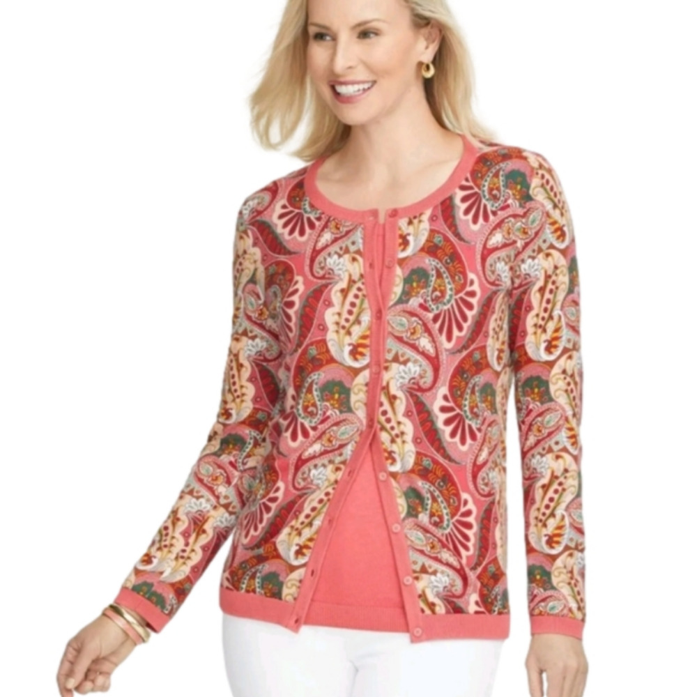 Talbots CHARMING CARDIGAN - ENGLISH‎ PAISLEY sweater new!!! Size X XL